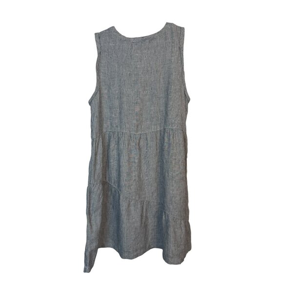 Lucky Brand Size Large Lightweight Striped 100% Linen Sleeveless V-Neck - Picture 2 of 12